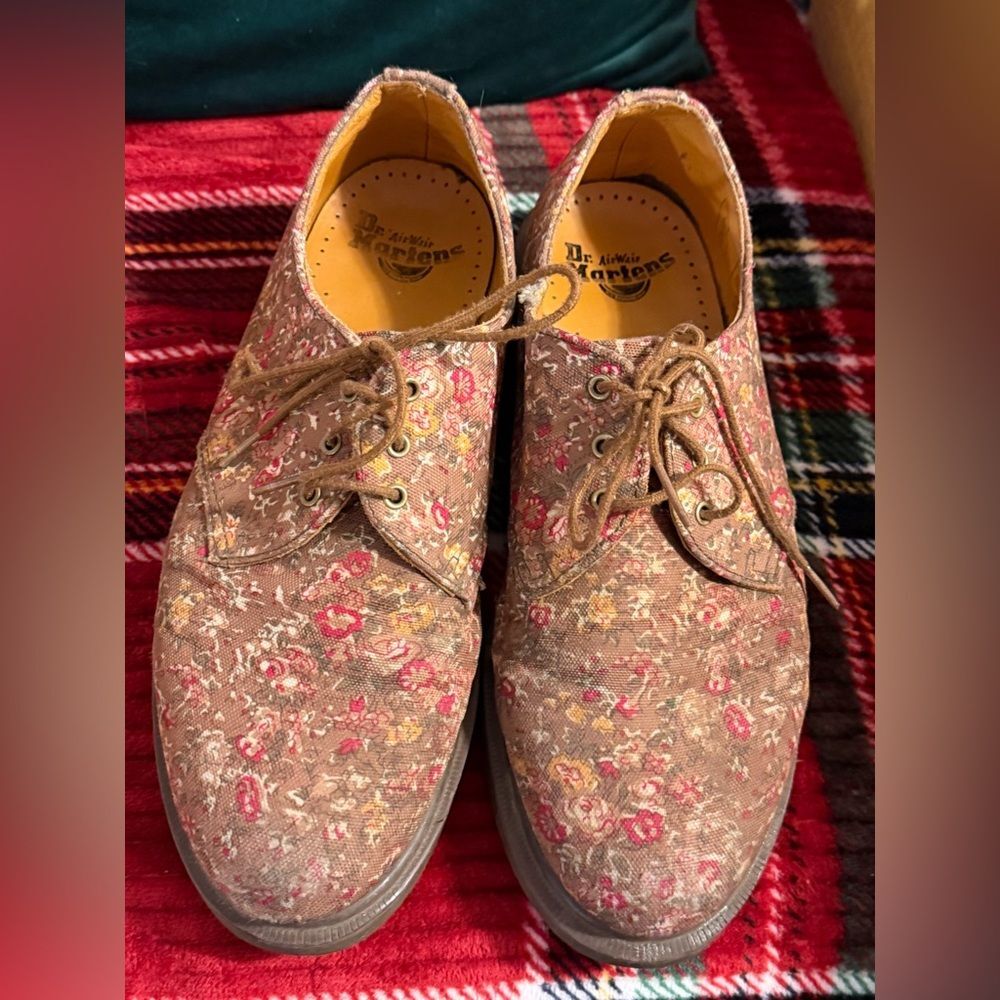 Dr. Martens 1461 3-eye Canvas shoes Fired Taupe Meadow floral Pattern W Sz 10